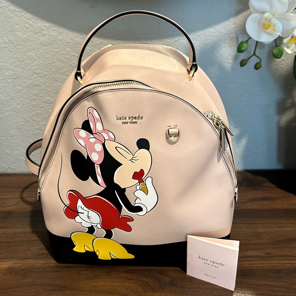 Kate Spade Pink and Black Minnie Mouse Backpack